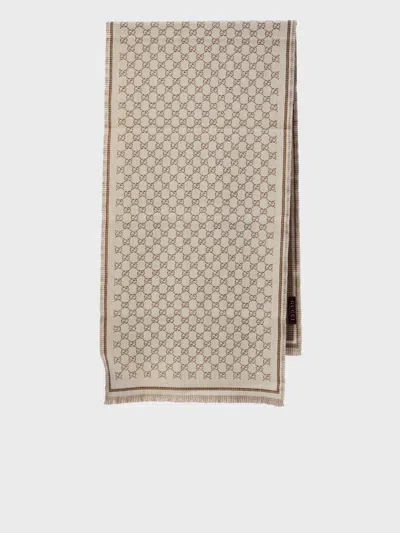 Gucci Fringed Geometric Pattern Scarf In Yellow