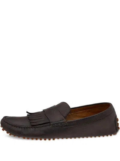 Pre-owned Gucci Fringed Leather Loafers