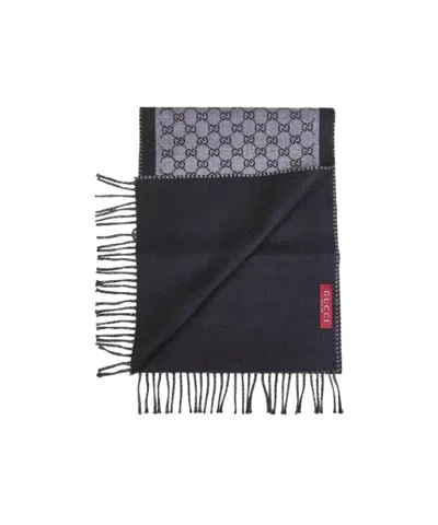Gucci Fringed Scarf In Blue