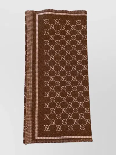 Gucci Fringed Scarf With Stylish Edges In Brown