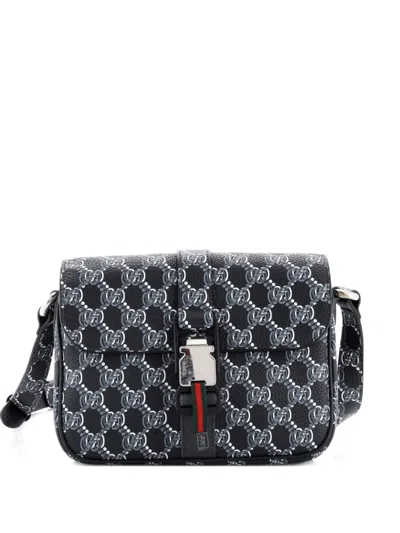 Pre-owned Gucci Front Buckle Gg Shadow Coated Canvas Mini Crossbody Bag In Black