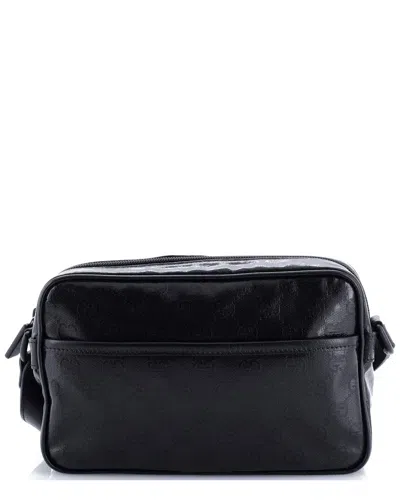 Gucci Front Pocket Camera Bag Gg Crystal Coated Canvas Mini (authentic Pre-loved) In Black
