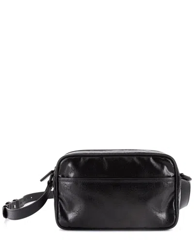 Gucci Front Pocket Camera Bag Gg Crystal Coated Canvas Mini (authentic Pre-loved) In Black