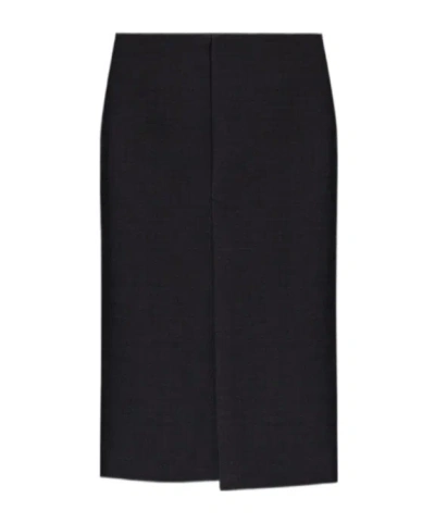 Gucci High Waist Knee-length Skirt With Back Slit And Side Pockets In Black