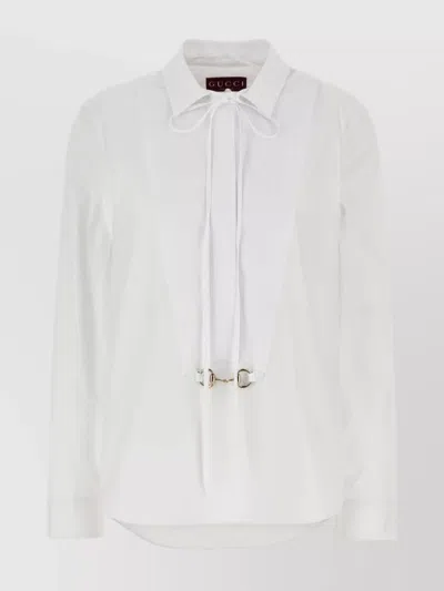 Gucci Front Tie Detail Long Sleeves Shirt In White