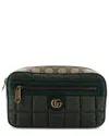 Gucci Front Zip Belt Bag Gg Coated Canvas And Quilted Mini Gg Canvas Medium (authentic Pre-loved) In Green