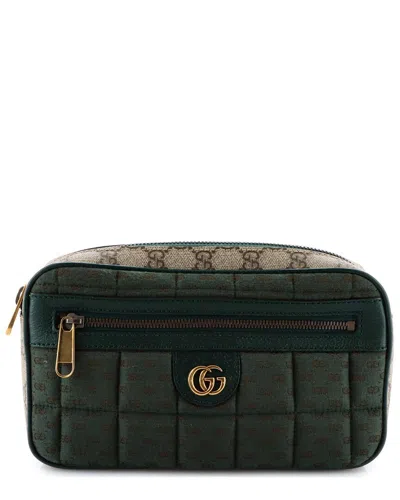 Gucci Front Zip Belt Bag Gg Coated Canvas And Quilted Mini Gg Canvas Medium (authentic Pre-loved)