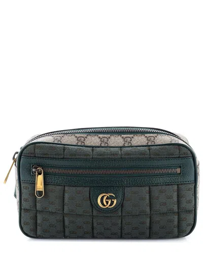 Gucci Front Zip Belt Bag Gg Coated Canvas And Quilted Mini Gg Canvas Medium (authentic Pre-loved)