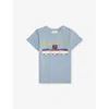Gucci Frost Wind/mc Crewneck Graphic-print Cotton-jersey T-shirt 3-36 In Blue