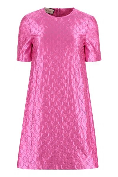 Gucci Fuchsia Embroidered Mini Dress For Fw22 In Pink