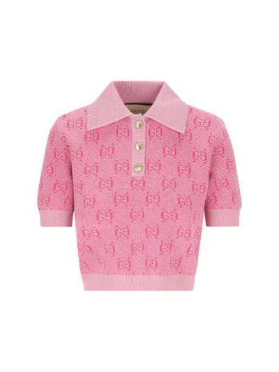 Gucci Fuchsia Pink Gg Jacquard Wool Polo Shirt