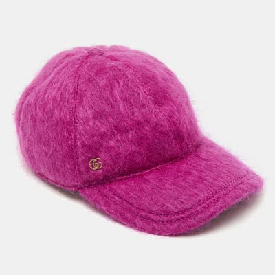 Pre-owned Gucci Fuchsia Pink Mohair Wool Lauren Baseball Cap S