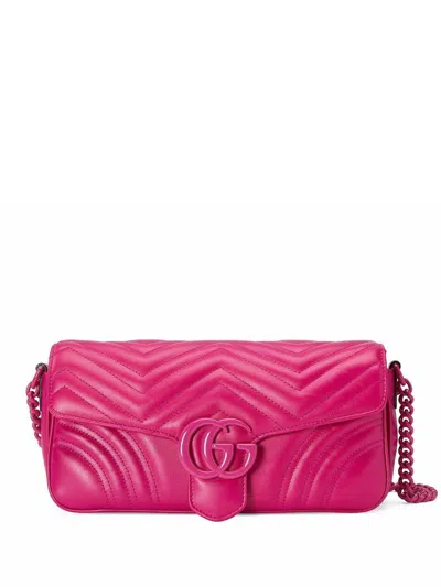 Gucci Fuchsia Quilted Leather Shoulder Handbag For Women In Pink