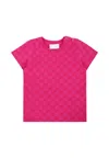 Gucci Fuchsia T-shirt For Baby Girl With Gg Motif In Pink