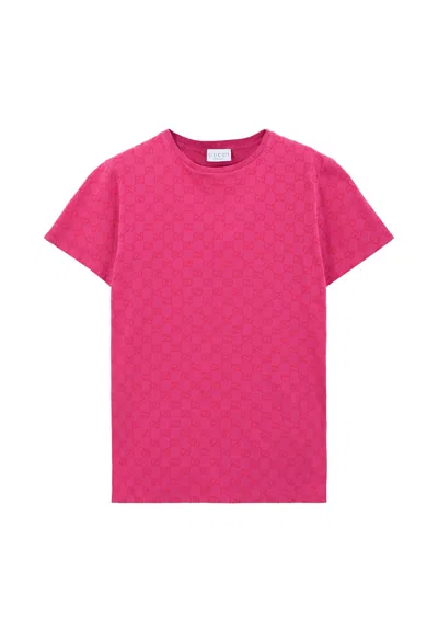 GUCCI FUCHSIA T-SHIRT FOR GIRL WITH GG MOTIF