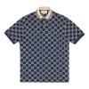 Gucci Full Print Design Short Sleeve Polo Shirt Blue