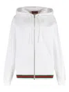 Gucci White Sweatshirt With Logo Imprinted On The Front And Web Detail On The Edge In Cotton Man In White
