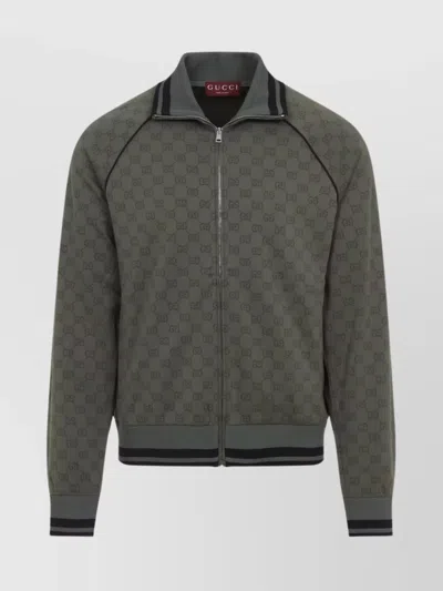 GUCCI FULL ZIP JACKET WITH BLACK PIPING