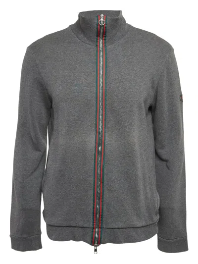 Pre-owned Gucci Full-zip Web-trim Sweatshirt
