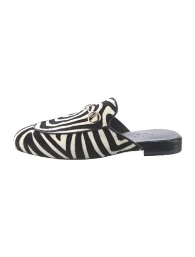 Pre-owned Gucci Fur Animal Print Mules In Black