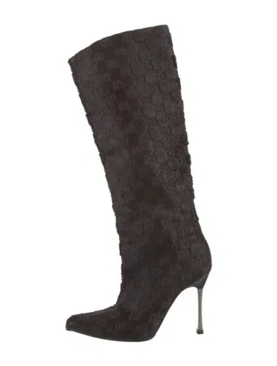 Pre-owned Gucci Fur Boots In Brown