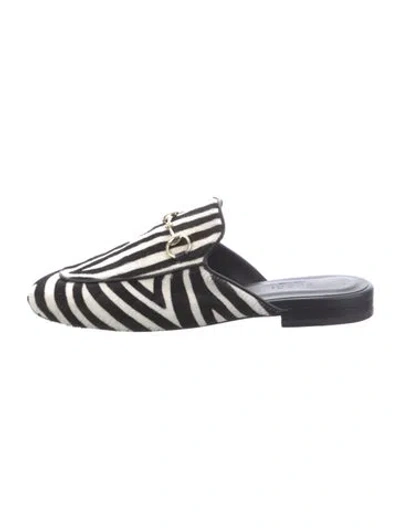Pre-owned Gucci Fur Printed Mules In Black