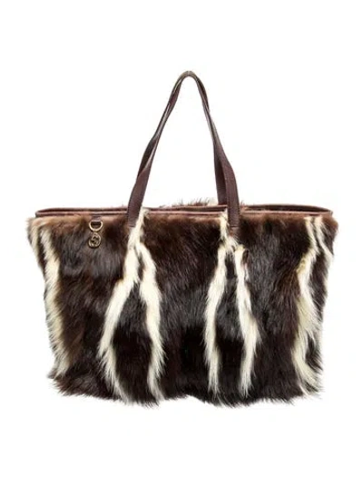 Pre-owned Gucci Fur Tote In Brown