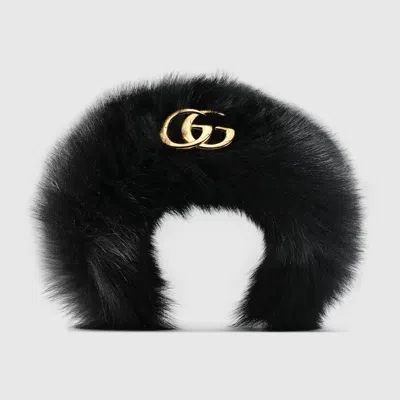 Gucci Fuzzy Hair Band With Double G In Resin