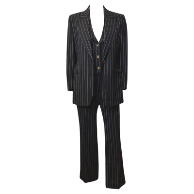 Pre-owned Gucci F/w 1996 Pinstripe Wool Three-piece Suit In Black