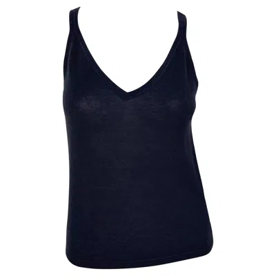 Pre-owned Gucci F/w 1998  By Tom Ford Dark Navy Blue Cashmere Semi-sheer Tank Top S