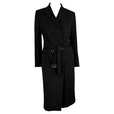 Pre-owned Gucci F/w 1998  By Tom Ford Runway Ring Belted Black Stretch Wool Trench Coat