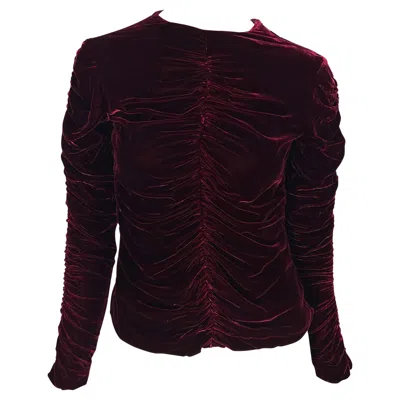 Pre-owned Gucci F/w 1999  By Tom Ford Runway Burgundy Ruched Velvet Blouse It38 In Red