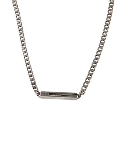 Pre-owned Gucci G Bar Pendant Necklace, 17" In Multi
