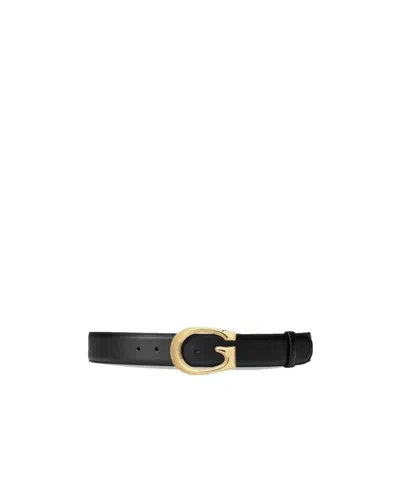 Gucci G-buckle Leather Belt In Black