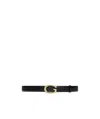 Gucci G-buckle Thin Leather Belt In Black