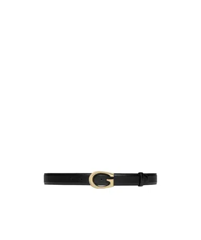 Gucci G-buckle Thin Leather Belt In Black