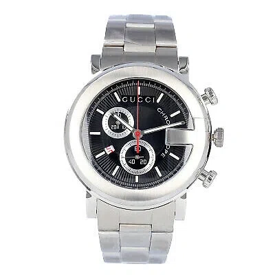 Pre-owned Gucci G-chrono Ya101309 Analog Quartz Sapphire Crystal Black Silver