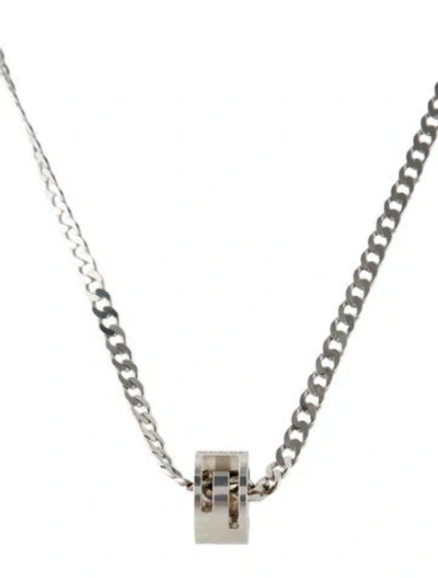 Pre-owned Gucci G Cut Out Circle Pendant Necklace, 16" In Multi