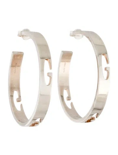 Pre-owned Gucci 'g' Cutout Hoop Earrings In Multicolor
