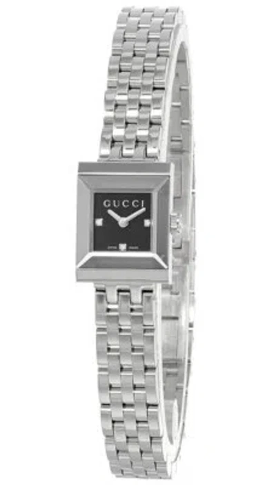 Pre-owned Gucci G-frame 13.5mm Blk Diamond Dial Bracelet Women's Watch Ya128507