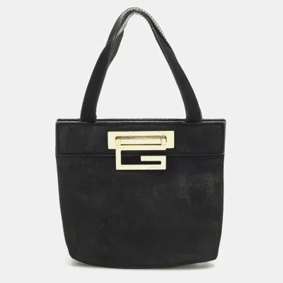 Pre-owned Gucci G-frame Vintage Black Suede Tote