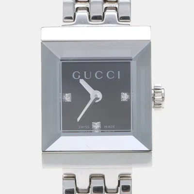 Pre-owned Gucci G Frame Ya128507 Quartz Color Diamonds Stainless Steel Women's Wristwatch 14mm In Gray