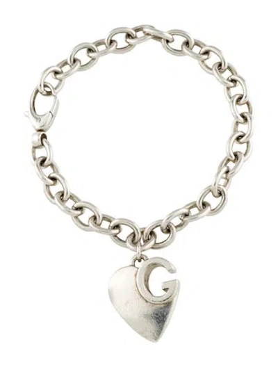 Pre-owned Gucci G Heart Charm Bracelet, 6.75" In Multi