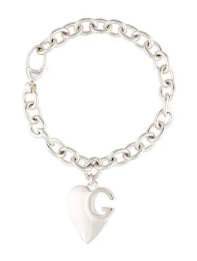 Pre-owned Gucci G Heart Charm Bracelet, 7" In Multi
