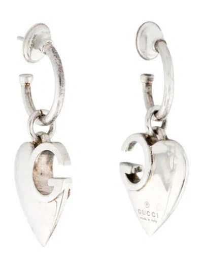 Pre-owned Gucci G Heart Drop Hoop Earrings In Multi