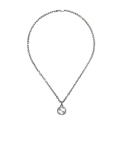 Gucci G Imitation Old Effect Necklace In Metallic