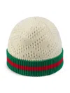 Gucci Geometric G Knit Cotton Hat In White