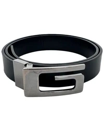 Pre-owned Gucci G Logo Buckle Belt (authentic Pre-loved) In Black