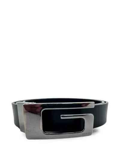 Pre-owned Gucci G Logo Buckle Belt In Black