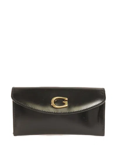 Pre-owned Gucci G Logo Coin Purse In Black